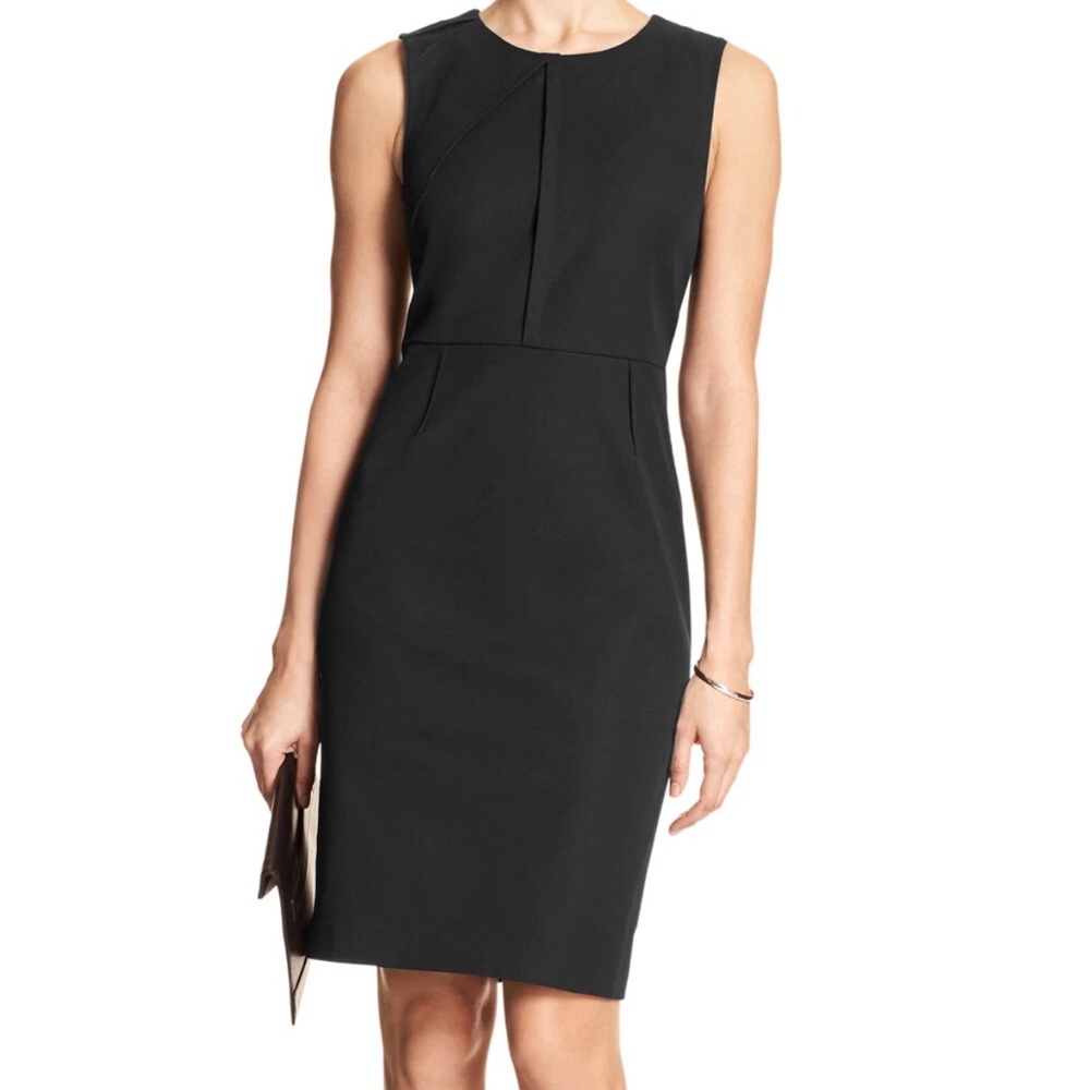 Banana Republic Bi Stretch Pleat Black Dress